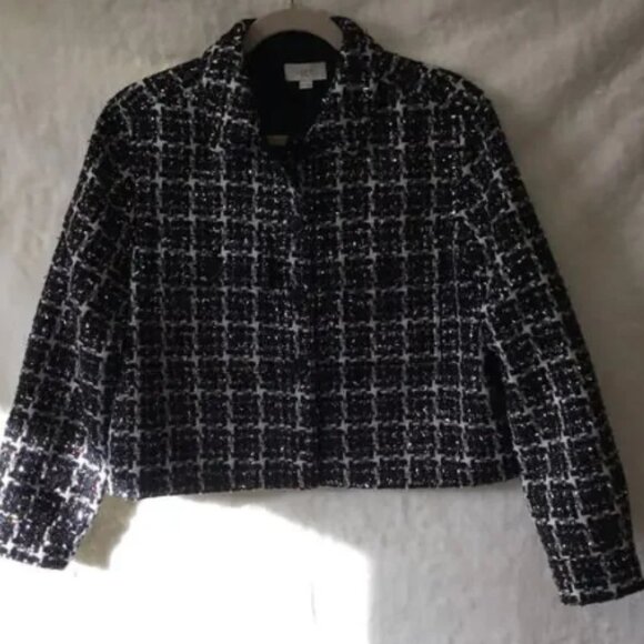 Loft Multi-Color Lurex Tweed Cropped Jacket - Picture 1 of 10